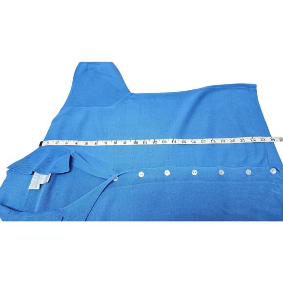 Van Heusen "For Her" VTG Blue Short Sleeve Knit Collard Blouse Women's Siz Small - Picture 5 of 7